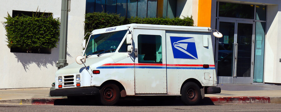 Los Angeles, California: USPS United States Postal Service delivery van