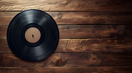 Vinyl Record on Dark Wooden Planks