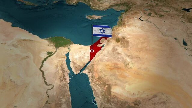 Dynamic Israel: Flag Soaring Above the Map.Israel Map with Flying Flag.