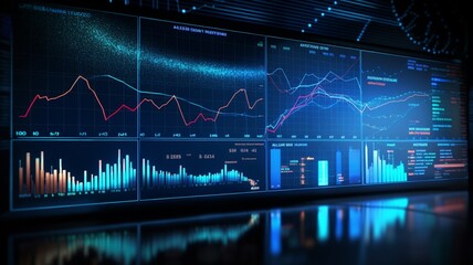 AI financial metrics graphs charts computer screen image Ai generated art