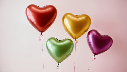 Four Heart Shaped Valentines Balloons