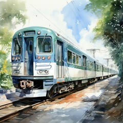Subway station in watercolor style. AI generate illustration
