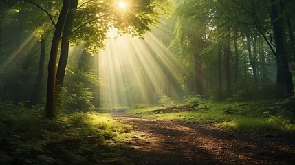 Rolgordijnen morning in the forest © Lover