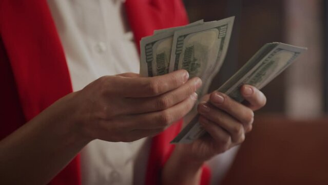 Hands Counting Money Finance Close Up