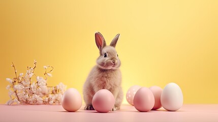 embodying bunny Easter minimalism, capturing a simple yet charming representation of the festive spirit with minimalistic elements.