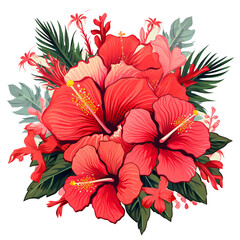 Illustration of red oleander flowers isolated on the transparent background PNG.
