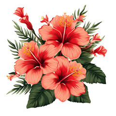 Illustration of red oleander flowers isolated on the transparent background PNG.