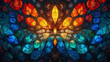 Photo sur Plexiglas Coloré Stained glass window background with colorful abstract. 