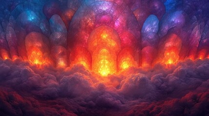 Fototapeta premium Stained glass window background with colorful abstract. 