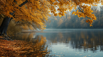 Autumn landscape on the lake