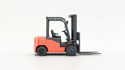 a modern forklift designed for warehouse operations, isolated on a clean white background, the sleek design and functionality of the equipment.