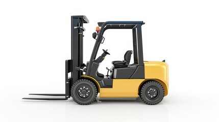 Fototapeta na wymiar a modern forklift designed for warehouse operations, isolated on a clean white background, the sleek design and functionality of the equipment.