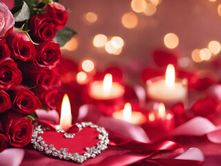 Burning Desires: A Valentine's Day Tapestry of Roses and Candles