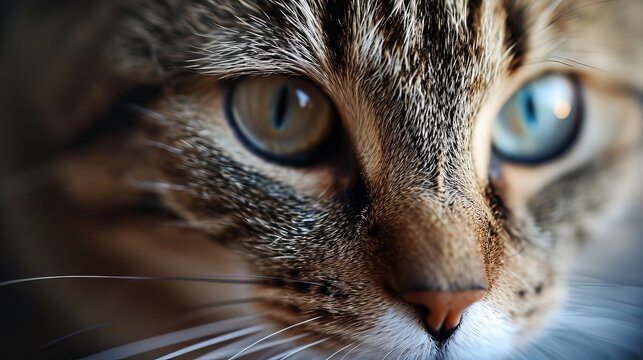 Cute cat, close-up of its muzzle. Beautiful companion.