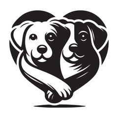 puppy with heart dog art vector design