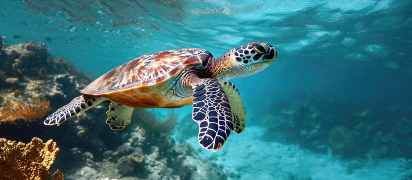 Hawksbill turtle in Caribbean, Bonaire.