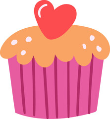 Hand drawn cupcake. Muffin. Love