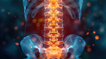 3D representation of human spine. Internal view. - obrazy, fototapety, plakaty