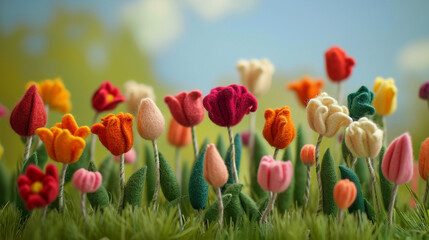 Miniature Wool Flower Meadow Colorful Nature