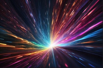 Fototapeta premium Light speed, hyperspace, space warp background