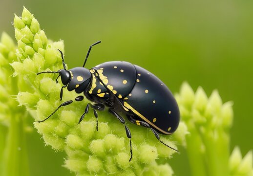 a beautiful little insect was perched on a wild grass flower
