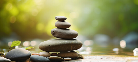 Obraz na płótnie Canvas Balanced River Stones in Zen Harmony