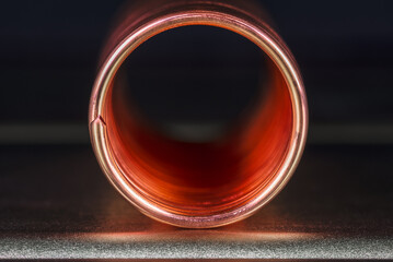 Spiral copper wire close-up, stock market raw materials industry - obrazy, fototapety, plakaty