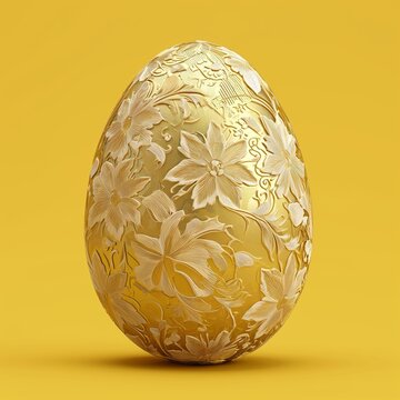 golden easter egg on yellow bakground