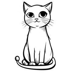 Minimalistic Cat - Line Art Vector SVG for Coloring

