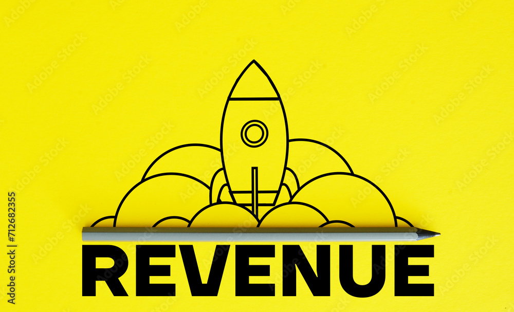Poster increase revenue concept. speedily increase revenue. spaceship representing dynamic growth