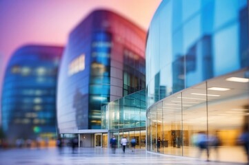 Modern company building, abstract blurred defocused background