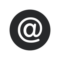 White mail icon on black round background, flat, web, vector