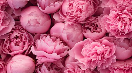 seamless background, charming background of pink peonies or peony roses, ideal for use as a background or texture, when viewed from above, top view