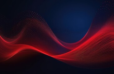 A wave of bright multicolored blue, red, and yellow particles. Visualization of sound and music.
