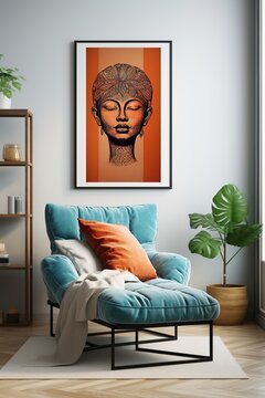 Ethnic wall art of a woman with a flower crown