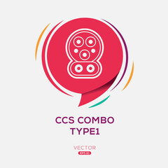 CCs COMBO TYPE1 (Combined Charging System) Icon, Vector sign.