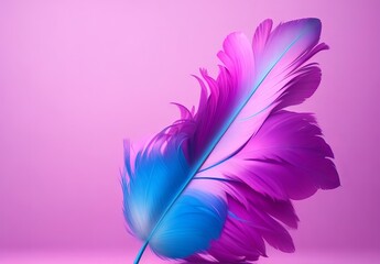 Obraz premium Purple and Blue Feather Display with Pink Platform 