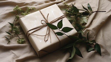 Celebrate the season with gift boxes adorned in rustic brown paper and festive foliage.