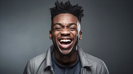 Obraz premium a young African man, his features telling a story of youth, energy, and individuality.
