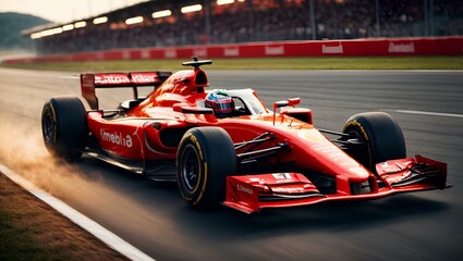 Formula 1 race car speeding on a racetrack, showcasing its agility and power. sports - obrazy, fototapety, plakaty