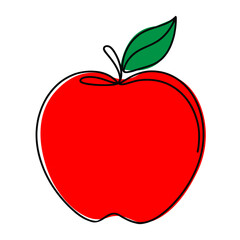 Apple - one line drawing. Continuous line fruit. Hand-drawn minimalist illustration, vector.