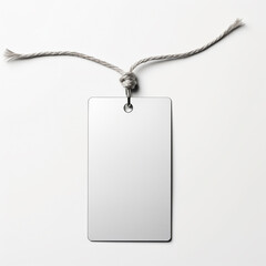 Fototapeta premium tag, address made of silver on a white background, mockup for filling