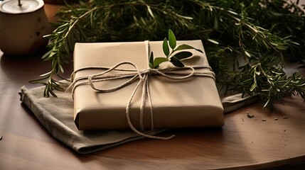 an elegantly wrapped birthday gift on a clean, light surface.