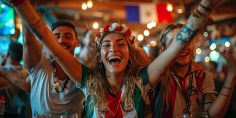 Fans der italienischen Mannschaft feiern die Meisterschaft in der Sportsbar