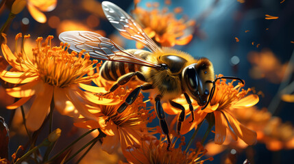 Buzzing with Life: Exploring the Intricate World of Pollinators and the Vibrant Colors of Nature, generative AI - obrazy, fototapety, plakaty