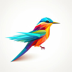 Fototapeta premium Minimalistic colourful colibri on clear white background