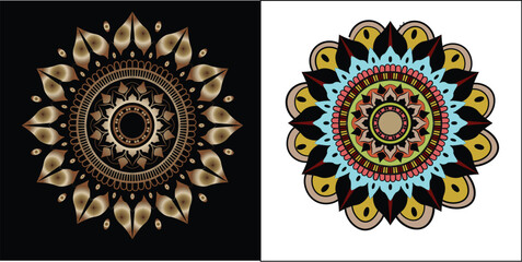 Vector hand drawn doodle mandala. Ethnic mandala with colorful tribal ornament. Isolated. Bright colors.