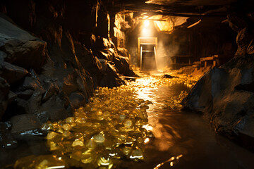 Gold mine full of gold, old gold mine, gold bars, left behind gold in mine