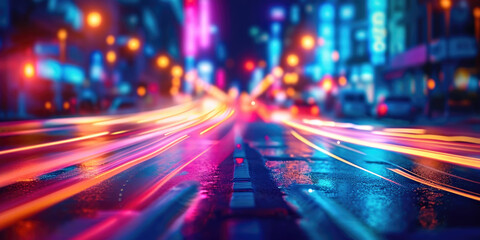 A blurry image of a city street at night - Powered by Adobe