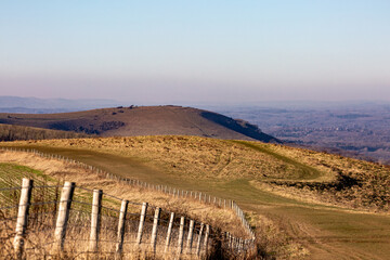 A view on Ditchling Beacon in the South Downs, on a sunny winter's day